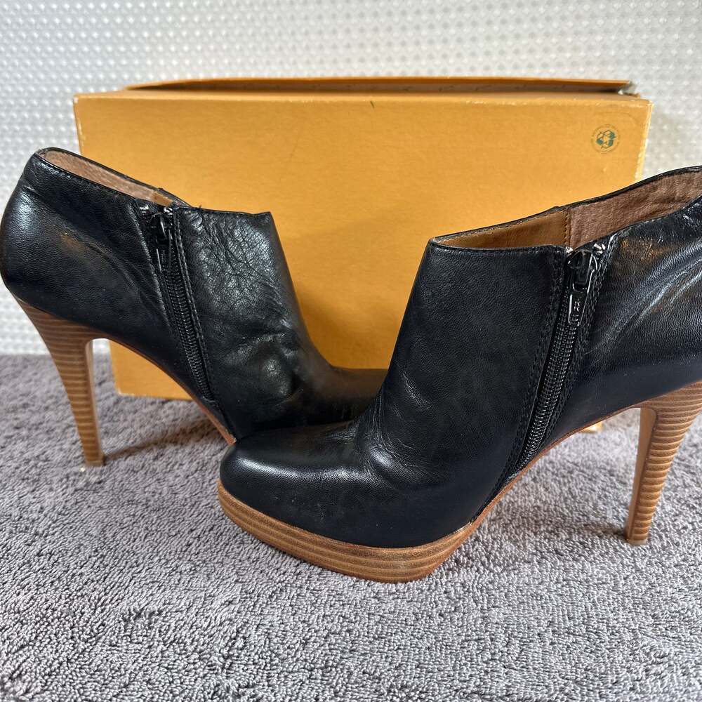 Steven by Steve Madden Lipstik Black Leather High Heel Ankle Booties - Picture 5 of 8